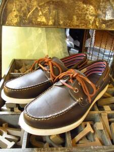 **27cm натуральная кожа использование American Casual deck shoes Brown **