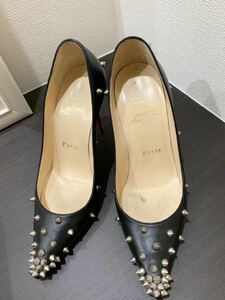 美品 クリスチャンルブタン スパイク スタッズ パンプス ハイヒール ブラック イタリア製 Christian Louboutin ルブタン 箱付き ヒール