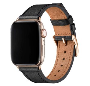 [新品][送料込] BesBand コンパチブル　 黒/ステンレス金 apple watch アップルウォッチ バンド 38mm 40mm 本革 