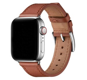 [新品][送料込] BesBand コンパチブル ブラウン/シルバー apple watch アップルウォッチ バンド 38mm　 40mm 本革