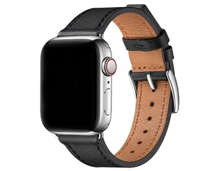 [新品][送料込] BesBand コンパチブル 黒/シルバー apple watch 　アップルウォッチ バンド 42 mm 44 mm 本革 