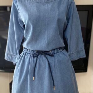 美品 BLUE LABEL ブルーレーベル デニム ウエストマーク ゆったりチュニック