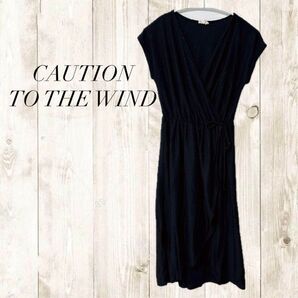 CAUTION TO THE WIND ブラック ラップドレス ドット柄 黒 ワンピース
