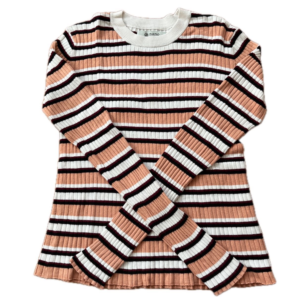 NANO universe 長袖 カットソー ボーダー トップス ロンT コットン ナイロン 厚手 春秋