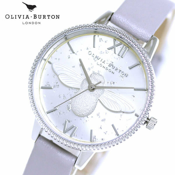 送料無料★新品・未使用！オリビアバートン Olivia Burton レディース 腕時計 レザー OB16GD05 蜂 パープル シルバー 人気 流行 ブランド