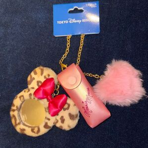 ディズニー ミニー ヒョウ柄 豹柄 レオパード リップケース ミラー キーチェーン Disney ディズニーリゾート