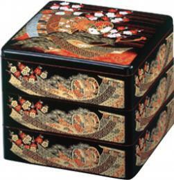 6.5ps.@ -ply three step black flower ... multi-tiered food box 