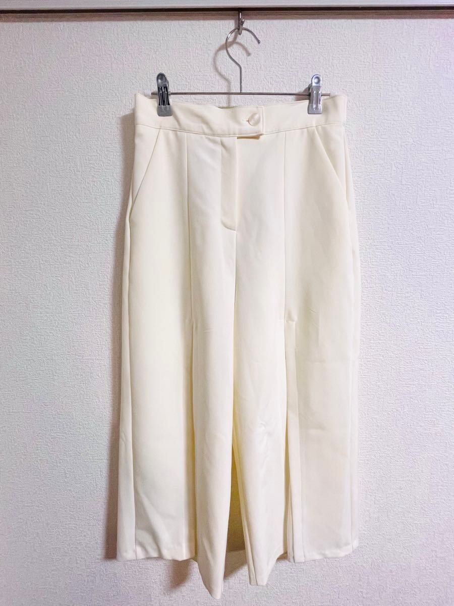 J comma, シースルー フレアパンツ アイボリー フリーサイズ / 白 ホワイト ワイドパンツ ガウチョパンツ ロング丈
