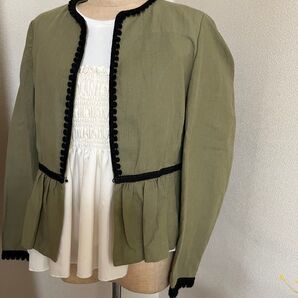 ZARA BASIC ザラベーシック ペプラムデザイン カーキ 秋ジャケット