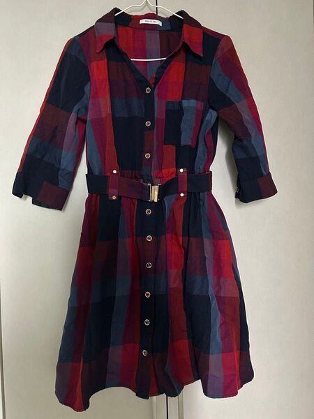 REDYAZEL チェック柄シャツワンピース 七分袖 M