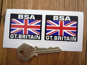 送料無料 BSA Great Britain Union Jack Style Sticker ステッカー シール デカール 2枚セット 50mm x 40mm