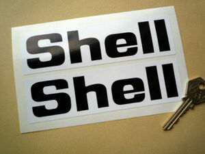 送料無料 Shell Sticker Decal シェル ステッカー シール デカール 2枚セット ブラック&ホワイト 150mm × 40mm