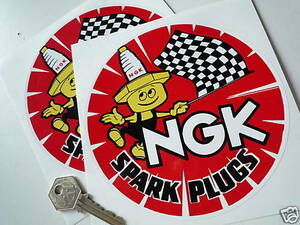 送料無料 NGK round Spark Plug Decal Sticker ステッカー シール デカール 2枚セット 150mm