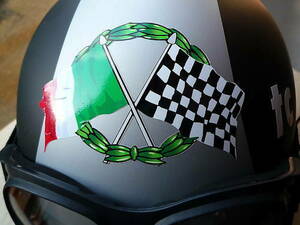 送料無料 ITALIAN Flag & Chequered Sticker イタリア フラッグ 国旗 ステッカー シール デカール バイク