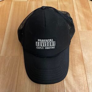 PARENTAL ADVISORY EXPLIT CONTENT メッシュキャップ ブラック 帽子 黒