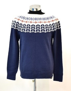 BEDWIN & THE HEARTBREAKERS (ベドウィン) C-NECK NORDIC SWEATER DANNY クルーネック ノルディック セーター KNIT ニット 雪柄 NAVY 3