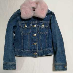 130 130cm Barbie Barbie denim jacket G Jean Denim jacket jumper blue real fur attaching pink girl 