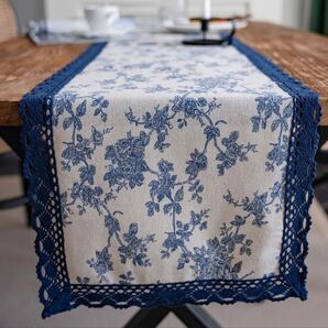 テーブルランナー ブルー 北欧雑貨 テーブルクロス おしゃれ 小花柄 かわいい