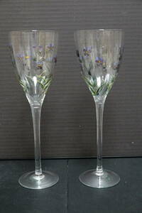  north one glass original muffle painting wine glass 2 legs set box none fine quality . price. exist . goods 