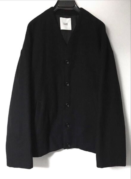 CLANE HOMME No Collar Jacket黒ノーカラー ウールジャケット 黒 ルーズシルエット カーディガン