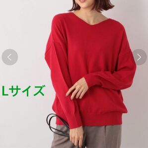 GLOBAL WORK グローバルワーク メルティーVネックニットプルオーバー ニット Vネック レッド Lサイズ メルティー