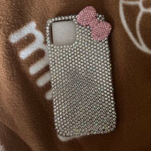 【購入前コメントお願いいたします】iPhone14 リボン ラインストーン スマホケース