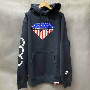 USA正規品 【S】 ダイヤモンドサプライ Diamond supply co. スウェット 紺 プルオーバー ACE パーカー LA スケートボード TRUCK 裏起毛