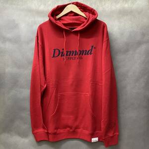 ラスト1 USA正規品 【XL】 ダイヤモンドサプライ Diamond supply co. スウェット 赤 プルオーバー パーカー LA ベーシックロゴ 裏起毛