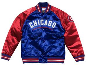 USA正規品【XL】 ミッチェル&ネス Mitchell&Ness シカゴ CHICAGO カブス CUBS 公式 サテン スタジアムジャンパー 青 赤 MLB スタジャン