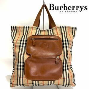 Burberrys London Vntageバーバリー コンパクト エコバッグ ノバチェック トートバッグ ビンテージ 