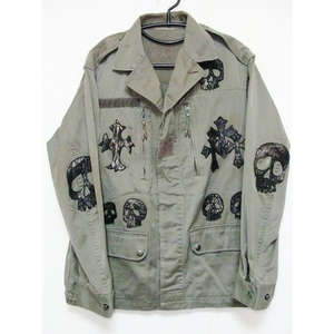 A&Ge- and ji-* leather leather chi Skull skull Cross remake military Safari jacket blouson coat 