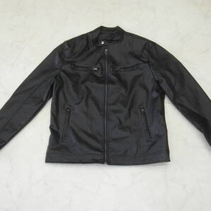 ツーリングの必需品!メーカー不明ライダースジャケット未使用品 レザー ブラック 合皮 Mサイズ E9G878
