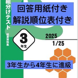 四谷大塚 組分けテスト 新4年生 1月 回答用紙 順位表付き 早稲田アカデミ