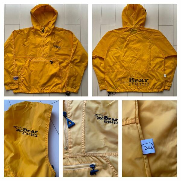 送料無料 90s vintage ビンテージ BEAR new york USA ベアー anorak アノラック nylon ナイロン ジャケット パーカー プルオーバー 黄 XL