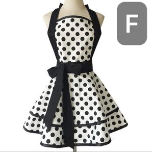 フリル エプロン黒ドット フリーサイズ モノトーン レトロ かわいい ブラック 大人可愛い 料理 家事 料理教室