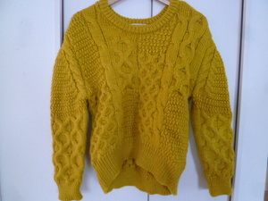 KBF/ke- Be ef0 mustard Karashi color .... braided knitted sweater one/ Urban Research long sleeve tops 0ST1015