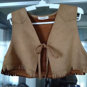 add COLOR フリンジベスト ブラウン Mサイズしまむら