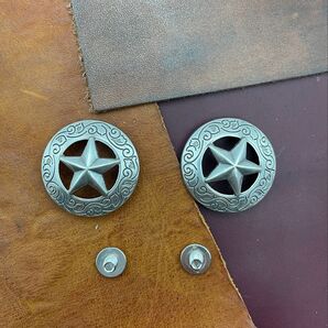 スターコンチョ 星型コンチョ 2個セット ネジ式 アンティークシルバー