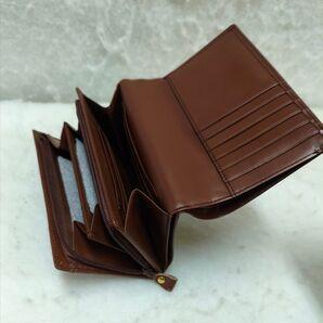 【未使用品】mushroom 二つ折り茶大財布3型 ファスナー付き小銭入れ 本革 【長期保管品】