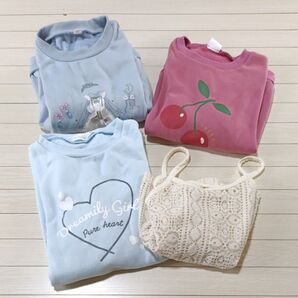 女の子 長袖 トレーナー トップス 裏起毛 120サイズ 4点まとめ売り 秋冬