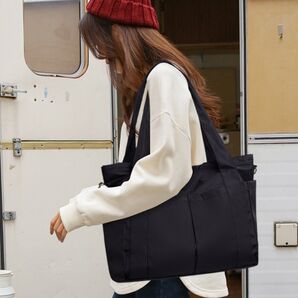 ブラック トートバッグ ショルダーバッグ スポーツ アウトドア 旅行 大容量 黒