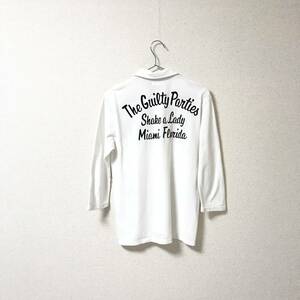 ★WACKO MARIA rudees ワコマリア★メンズ 七分 鹿の子 シャツ ポロシャツ 白 ホワイト size M 管:A:10　