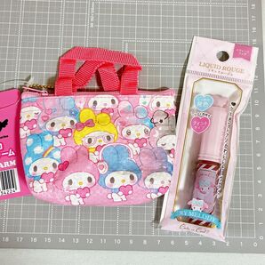 新品未 マイメロディ 2点セット まとめ売り サンリオ マイメロ50th ガーリーポップ マイクロバッグチャーム&リキッドルージュ