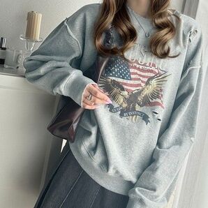 《JaVa ジャバコラボ》カジュアル好きのヴィンテージプリント裏起毛スウェット