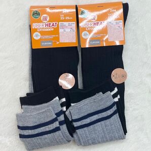 7r450 新品 CLOSSHI FIBER HEAT 薄くてあたたかいソックス 2足組 23-25cm 2個セット =4足セット