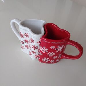 ハート型雪の結晶マグカップ2個セット