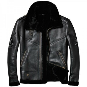 Новая подлинная кожа L Размер кожаная легкая куртка для летной пиджаки/кожаная джинсовая черная