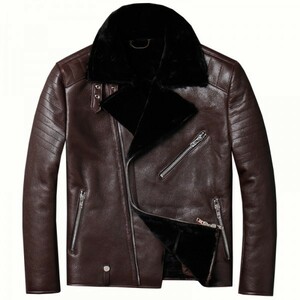 Новая подлинная кожа L Size Sheep Leather B3 Летная куртка двойная куртка/кожаная джинсовая коричневая
