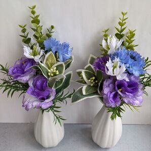 g-6 仏花*お供え花(一対二束) トルコキキョウのブルー系ブーケ
