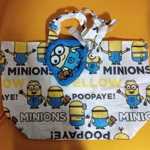 未使用 ミニオン ミニオンズ usj テイクアウトバッグ エコバッグ 収納ポーチ付き